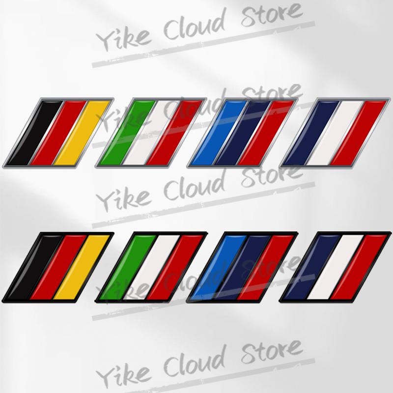 2Pcs German French Italian National Flag Tricolor Flag Emblem Car Styling 3D Metal Badge Body Side Trunk Self Adhesive Stickers