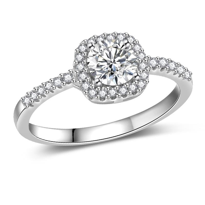 Lindon Klassisk Kopparlegering Zirkon Ring Dam Smycken Bröllopslöfte Festpresent