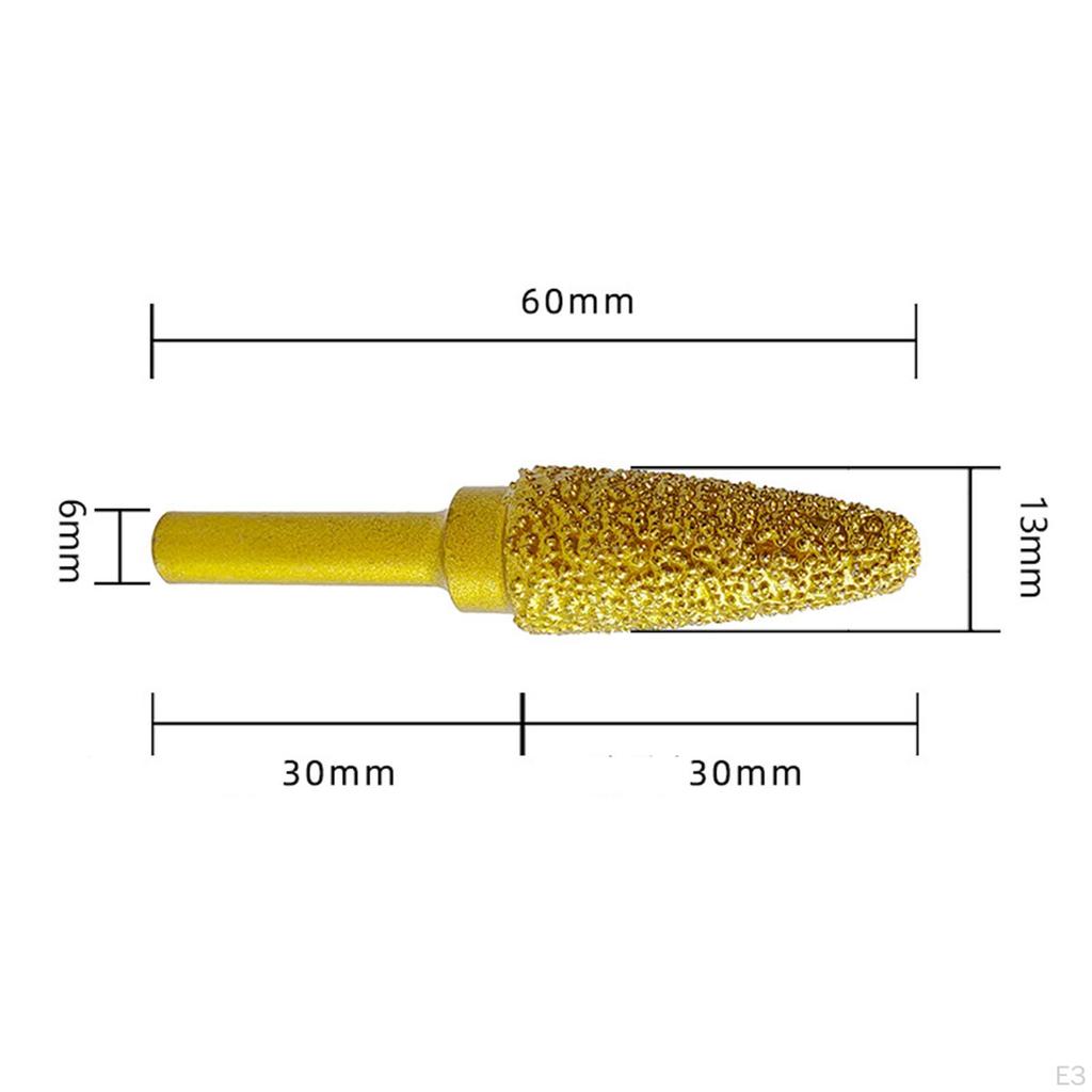 Diamant-Schleifkopf-Burr, 6 mm Schaft, Drehwerkzeug, Stiftspitze für DIY-Steinschnitzerei
