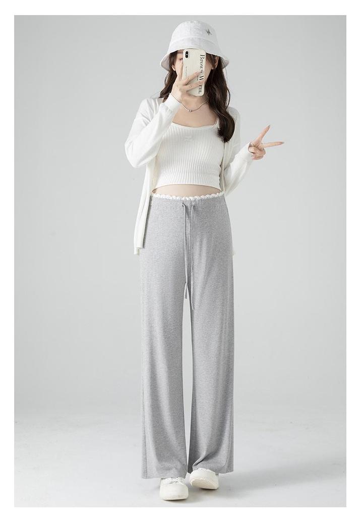 Maternity Wide-Leg Knit Pants - Spring Style, Thin & Drapey