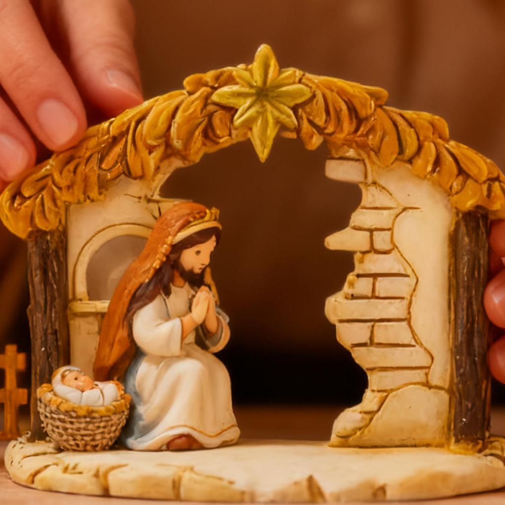 Nativity Scene Advent Calendar 2025 24 Days Christmas Countdown Calendar Resin Christian Religious Gifts Desktop Ornaments