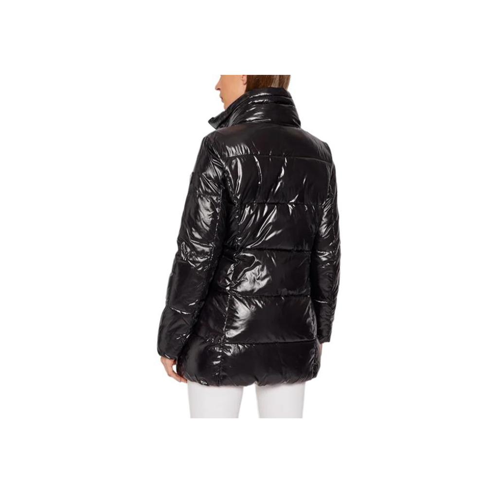 Emporio Armani EA7 Solid Color Glossy Casual Hooded Cotton Jacket Women jackets Black 6KTK07-TN5LZ-1200