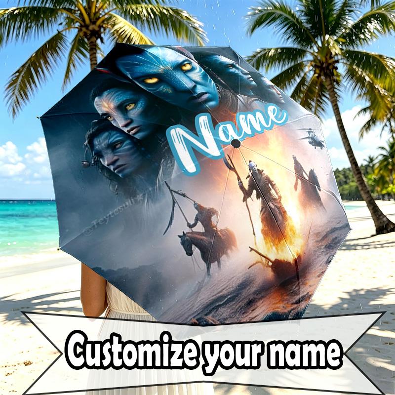 Custom Name Personalized Avatar Print Umbrella, Auto Open Close, 8‑Rib Sturdy Frame, Commute Camping Hiking Use, Birthday Gift