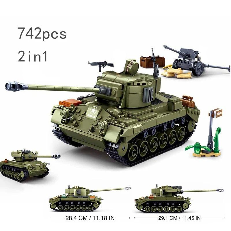 Military Vehicles Tank Sets SWAT Army City Police T34 Model Building Blocks DIY Brick Kids Toys Classic World War II WW2