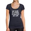 ULTRABASIC  -  Tee-Shirt Femme col Rond Decollete My Hair Is a Mess