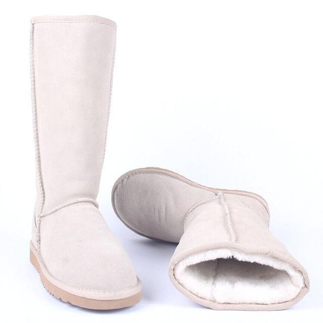 Buy Genuine Leather Snow Boots Women Knee High Boots Waterproof Non ...
