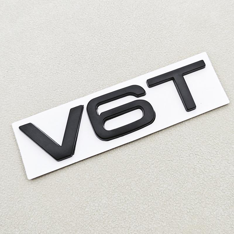 3D Metal Logo V6T V8T Letters Sticker Car Fender Side Badge Emblem For Hot A6 A7 A8 S4 S5 S6 SQ5 S RS Auto Styling Accessories