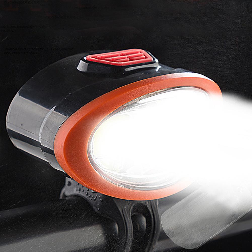 ABS USB Charging Bike Front Light Warning Sign Lighting Headlight Bicycle Cycling Accessory