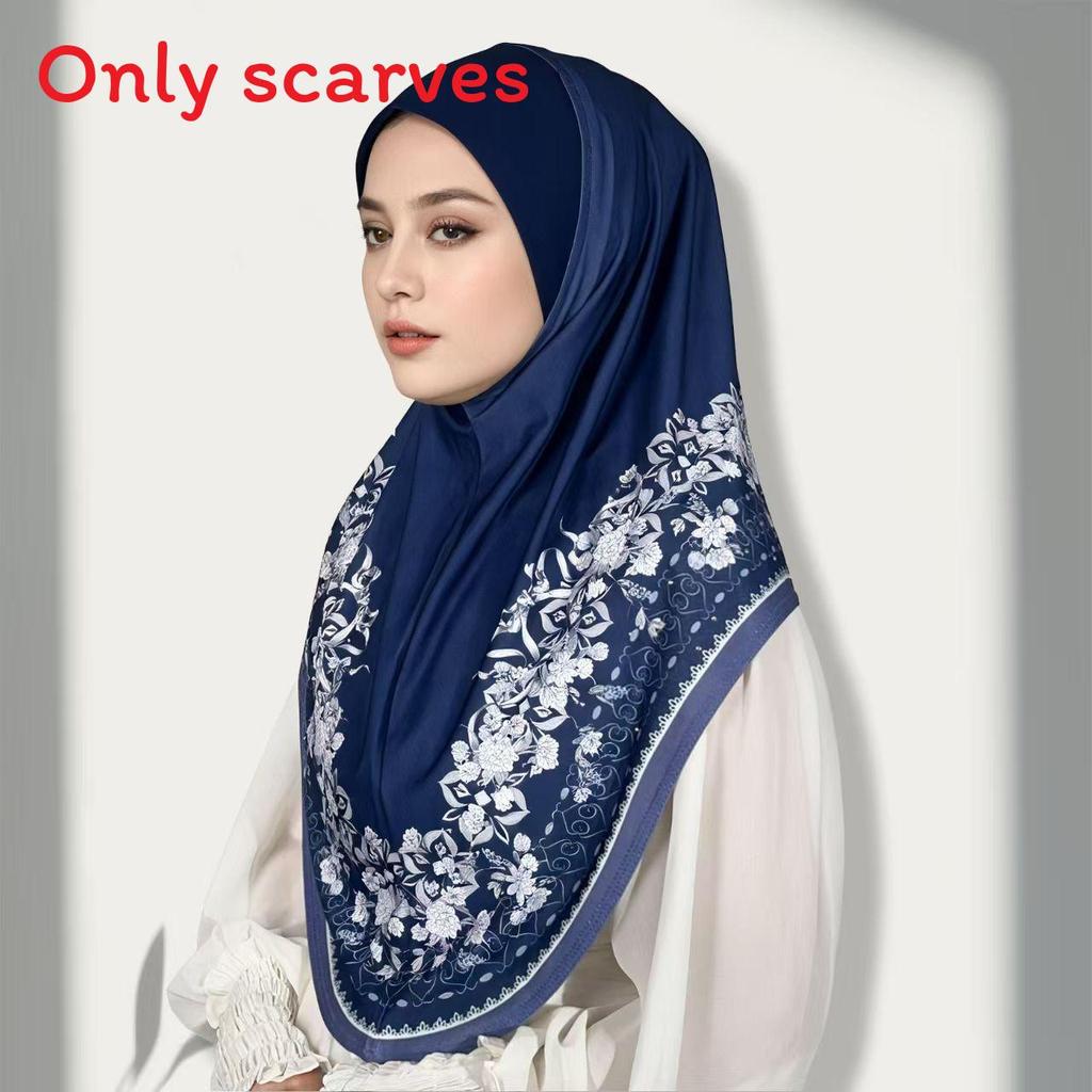Ethnic Headscarf With Flower Print Design For All Seasons In Polyester Fabric