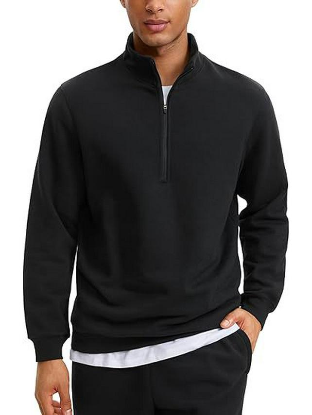 Sudadera de manga larga con media cremallera y cuello alto para hombre - Top cálido casual de invierno/otoño
