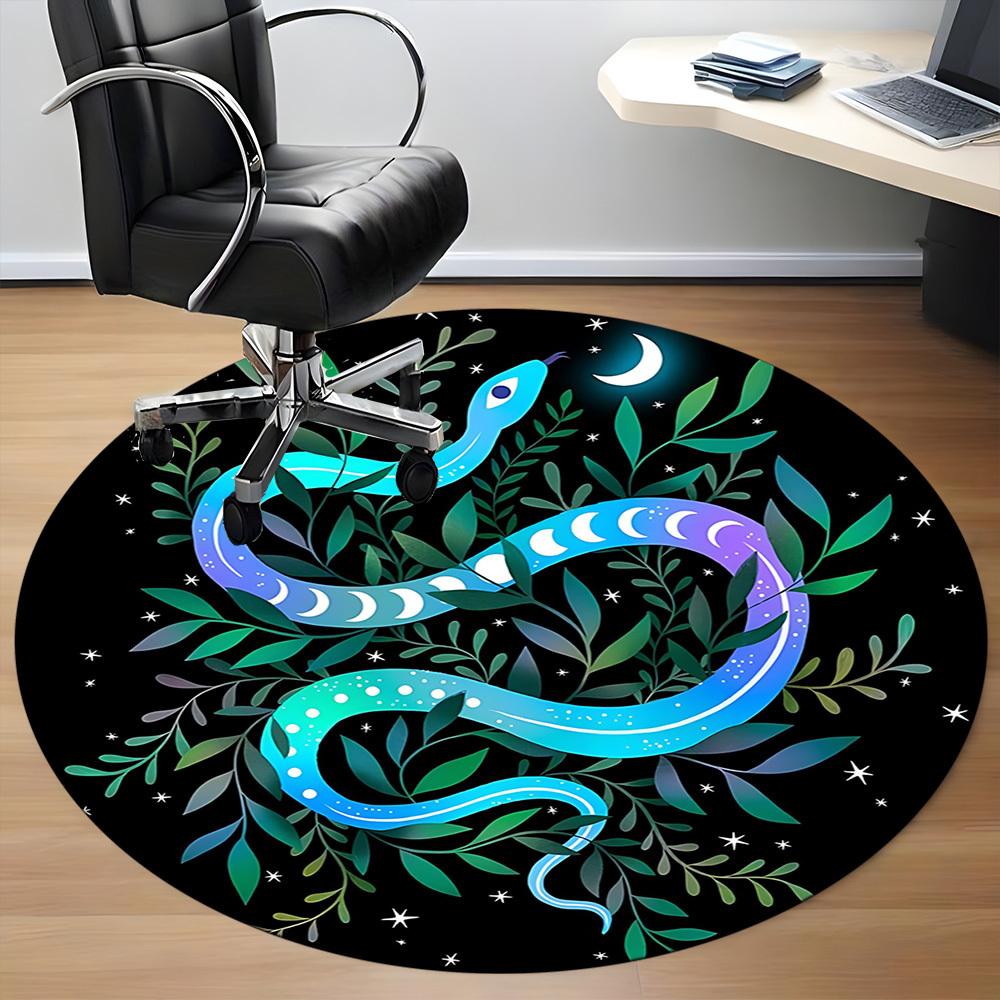 1pc Moon Snake Office Round Area Rug,  Mat Suitable For Office, Under Office Chairs Bedroom Living Room Home Decor, Room Deco