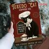 Vintage Metal Cat Coffee Iron Wall Art Plaque Sign Kitchen Dining Room Decor