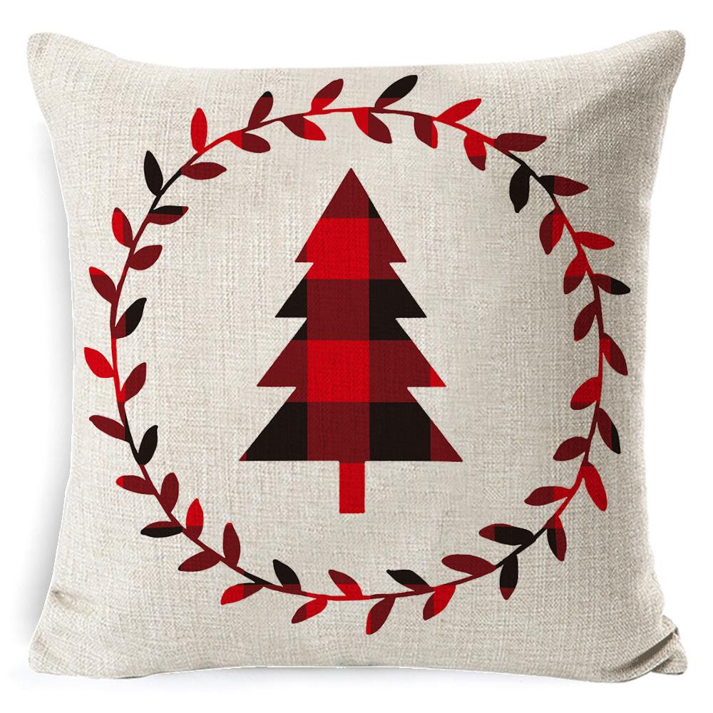 Christmas Linen Pillow Case Home Nap Lumbar Cushion Pillow Sofa Bedside Cushion Pillow Case