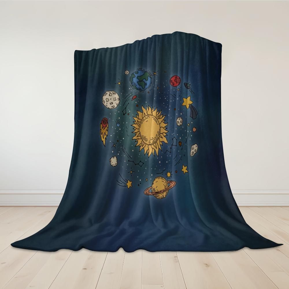 Cosmic Circle Flannel Blanket Warm Soft Halloween Christmas Couch Warm Cozy Decorative Decor Gift for All Season
