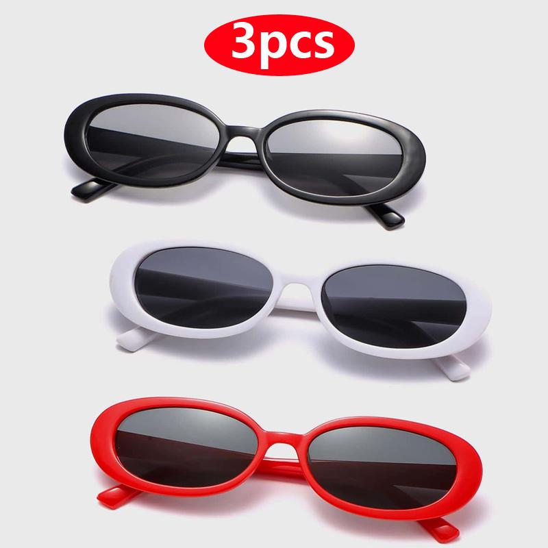 3PCS/2PCS Plastic Small Frame Oval Classic Decorative Fashion Sunglasses For Outdoor Travel Driving Seaside Holidays