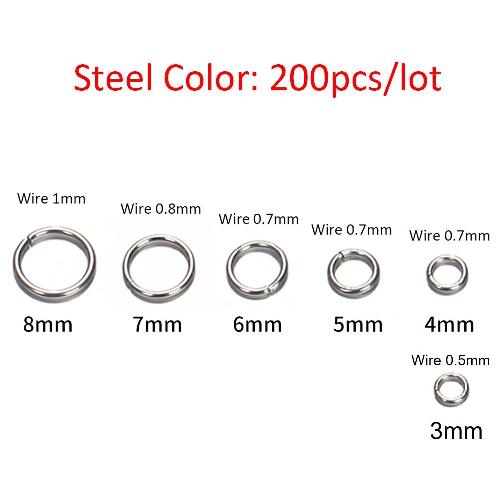 100-200pcs/lot 3/4/5/6/7/8/10mm Stainless Steel Gold Plated Jump Ring Connector for Diy Jewelry Making Accessories Wholesale