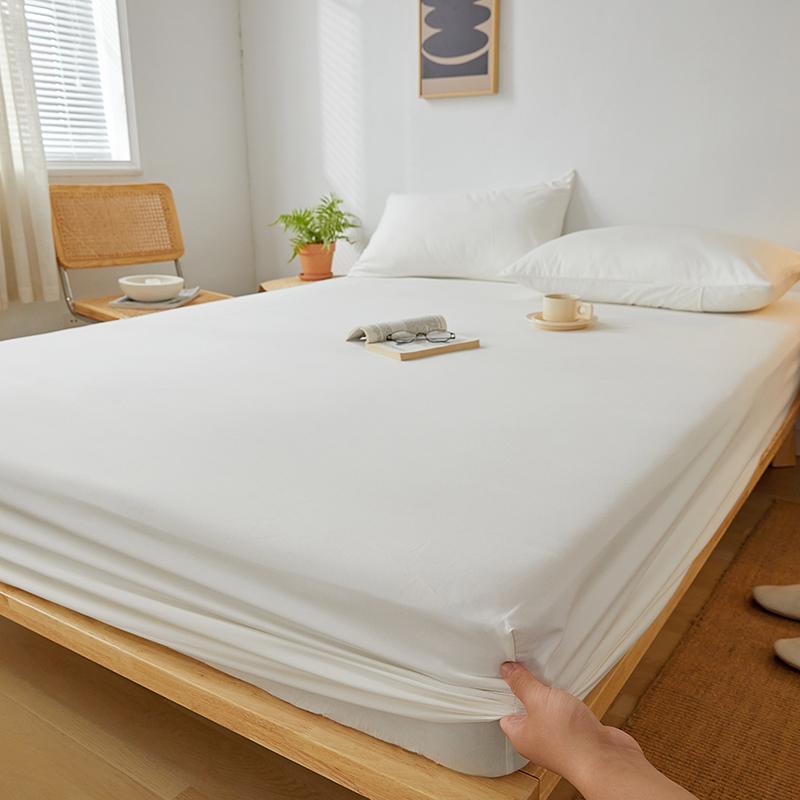 Cotton Fitted Sheet with Elastic Bands Solid Color Non Slip Durable  Mattress Covers for Double King Queen Bed 140/160/200/220cm