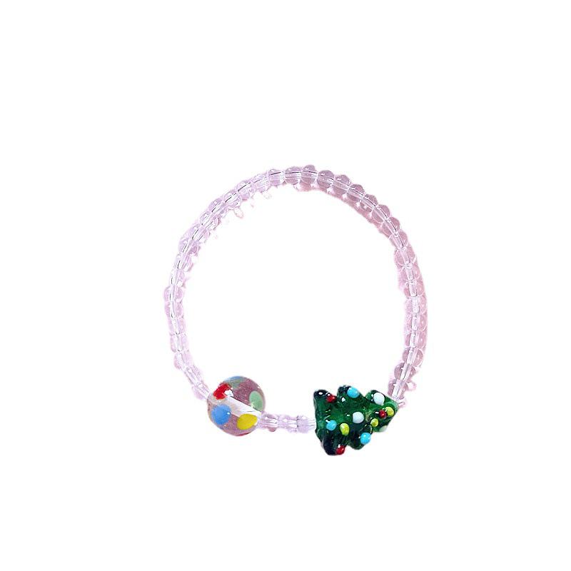 Hand-Painted Christmas Tree Beaded Bracelet - Personalized Gift for Best Friends