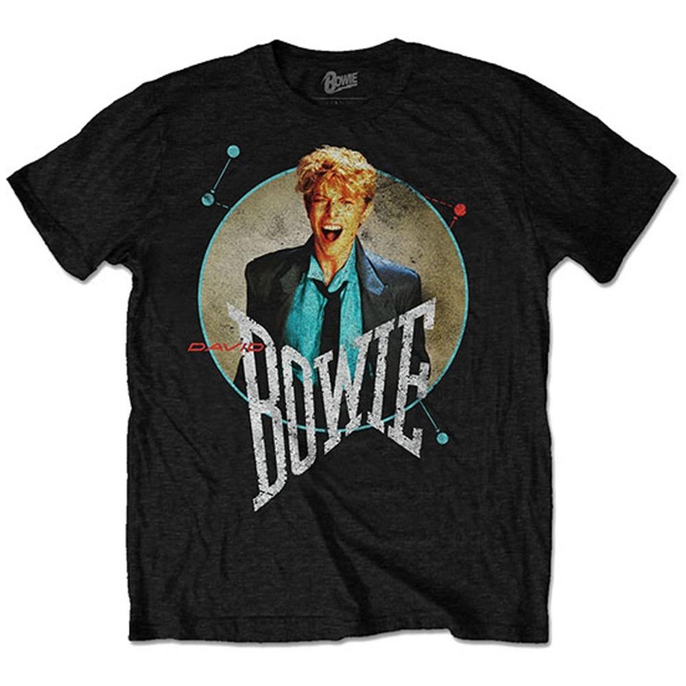 

Men s David Bowie Circle Scream (Back Print) Slim Fit T-shirt Black 2XL