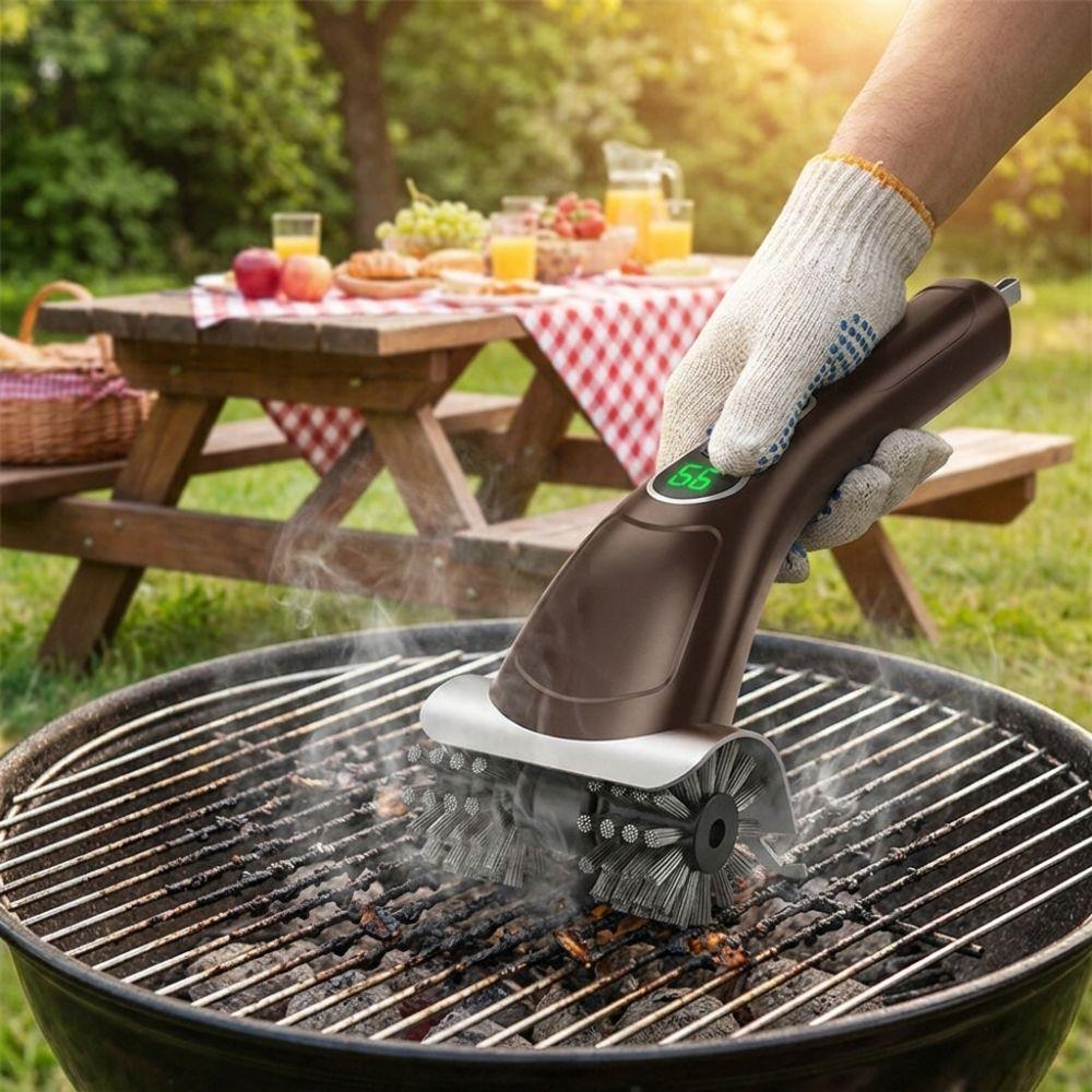 2-Speed Settings Electric Grill Brush Removable Head Grill Cleaning Tool  Charcoal Grill