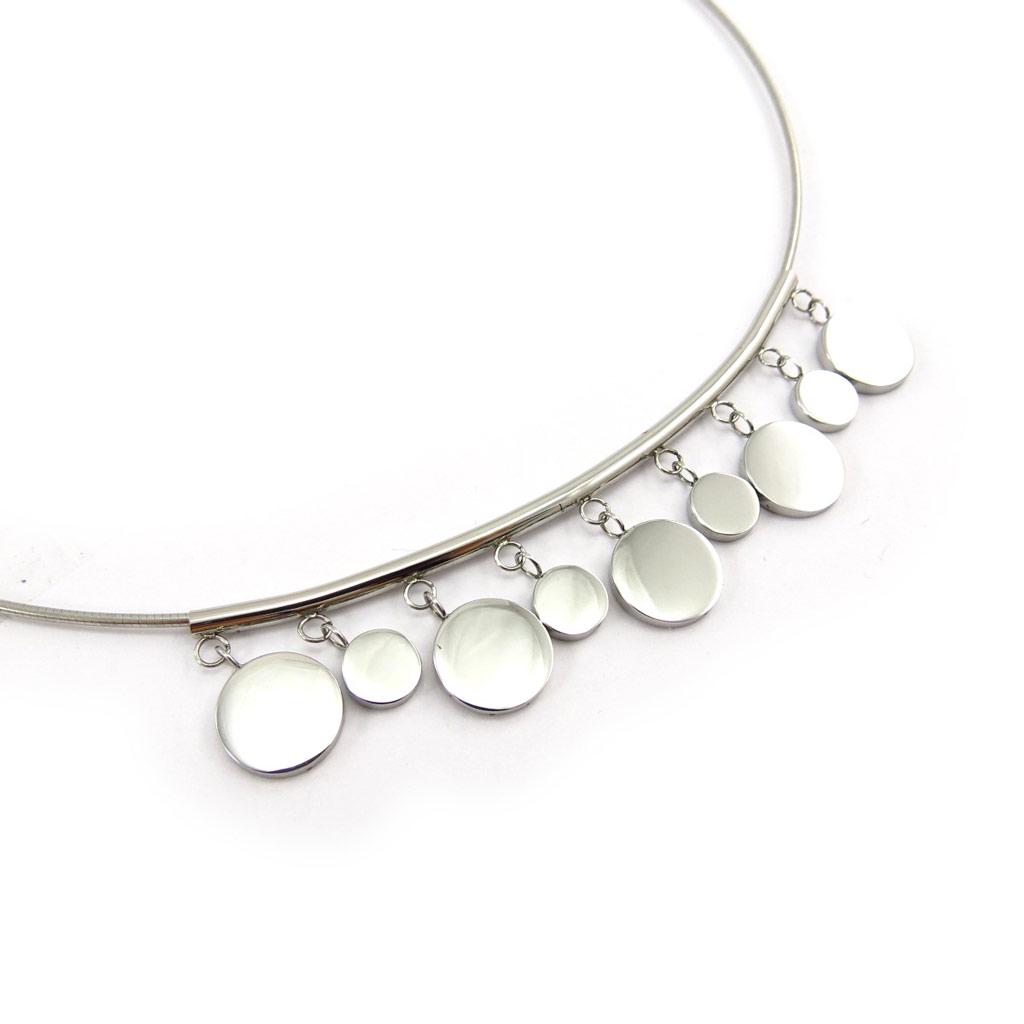 Les Trésors De Lily [K1398] - Collier Cable 'Chorégraphie' argenté - 10 et 15 mm