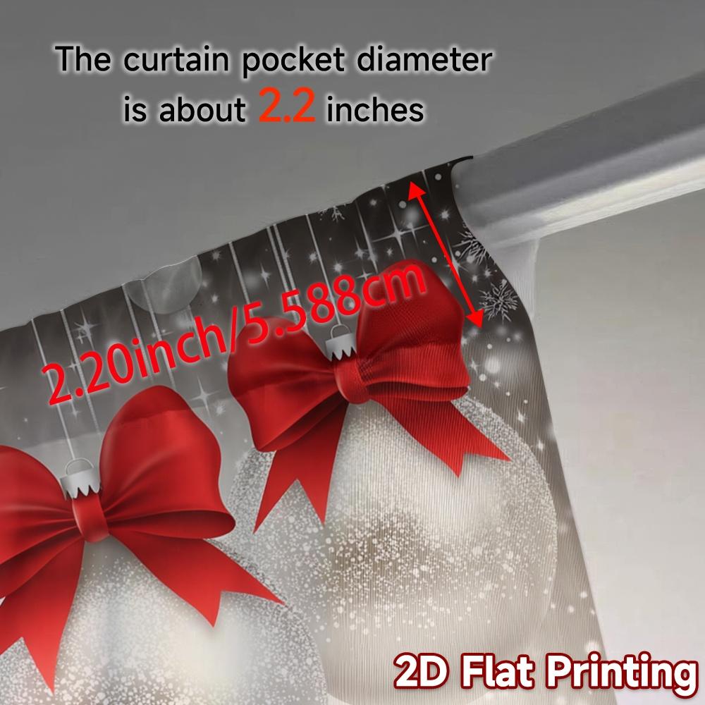 2pcs,Curtains Christmas Baubles Red Bows Popular Fashionable Curtains Durable 100% Polyester Fabric Curtains Decorations