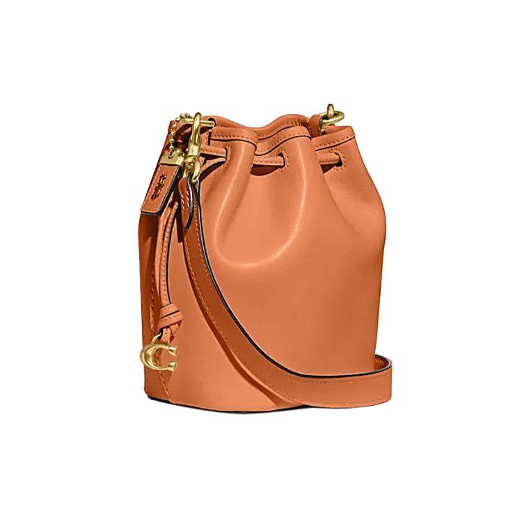Coach Camila 17 Solid Color Carriage Logo Tag Hardware Drawstring Closure Bucket Bag Women Bucket Bag Orange CJ835-B4UC8