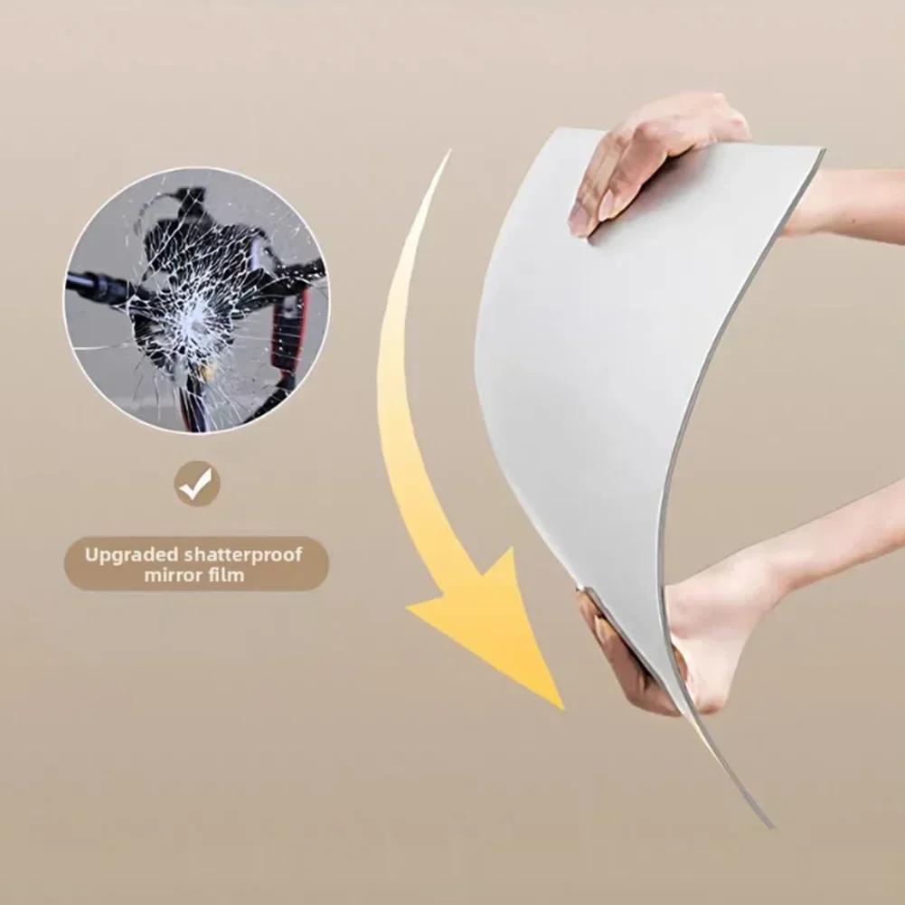 Silná akrylová zrcadlová samolepka na zeď nerozbitná čistý odraz bezpečná zaoblené rohy DIY pro koupelny a chodby