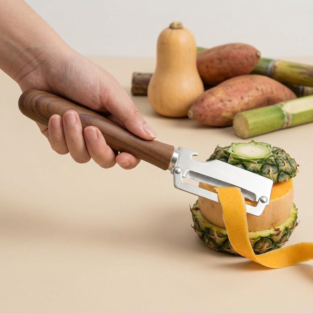 1pc Stainless Steel Flat Edge Peeler Durable Potato Peeler Slicer Knife Pineapple Pumpkin Grater Multi-Purpose Kitchen Tool