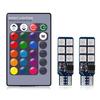 2X Auto Interior Decoration LED T10 W5W Atmosphere Car Light RGB Remote Controller Colorful Reading Door Side Marker Tail Backup
