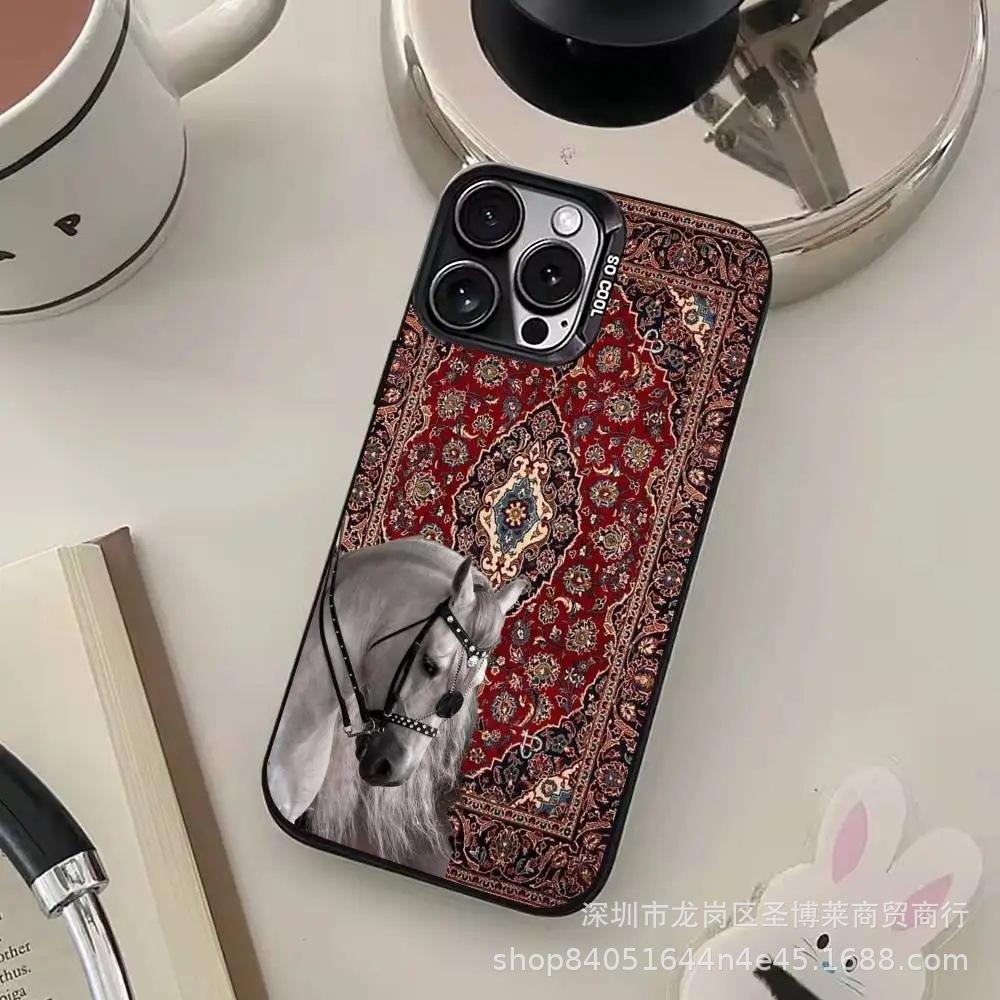 Retro dark horse for Apple 15 colored silver iPhone14promax creative 13/11 matte 16 protective case 17