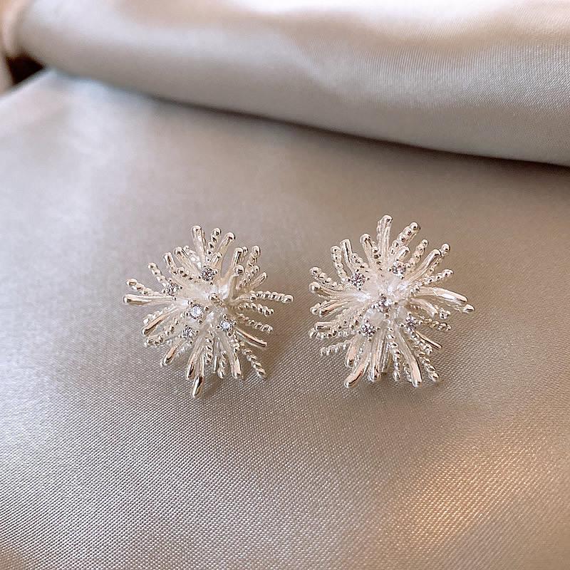 2025 Elegant Silver Firework Stud Earrings - Unique, Niche Design