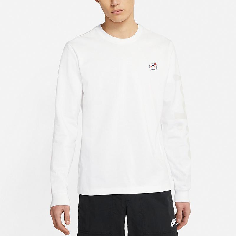 Nike Emoji Patch Long Sleeve Crew Neck T-Shirt Men Tops White DJ4135-100