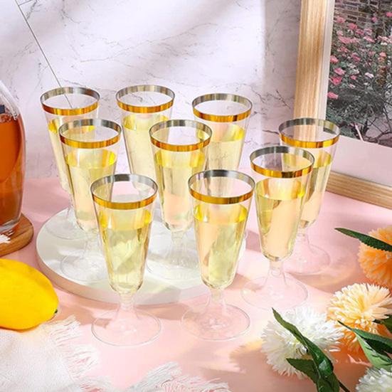 5 Bucăți Pahare Tip Tumbler din Plastic 150ml Transparente Elegante De Unică Folosință pentru Petreceri cu Margine Aurie Ușoare Recipiente pentru Băuturi pentru Nunți Recepții Și Sărbători