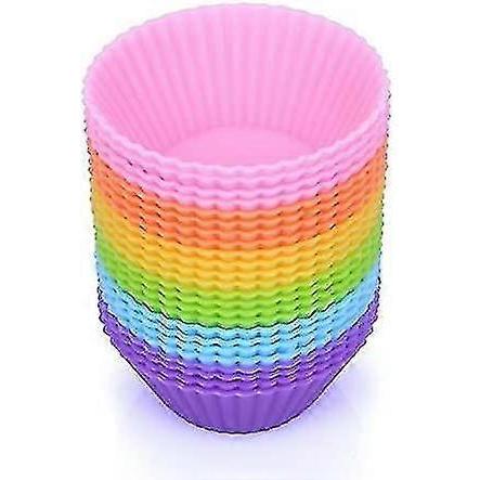 Mini Muffin Pan - Reusable Silicone Cupcake Molds 2in 24 Pack - Small Baking Cups Truffle Cake Pan Set Nonstick In 6 Colors
