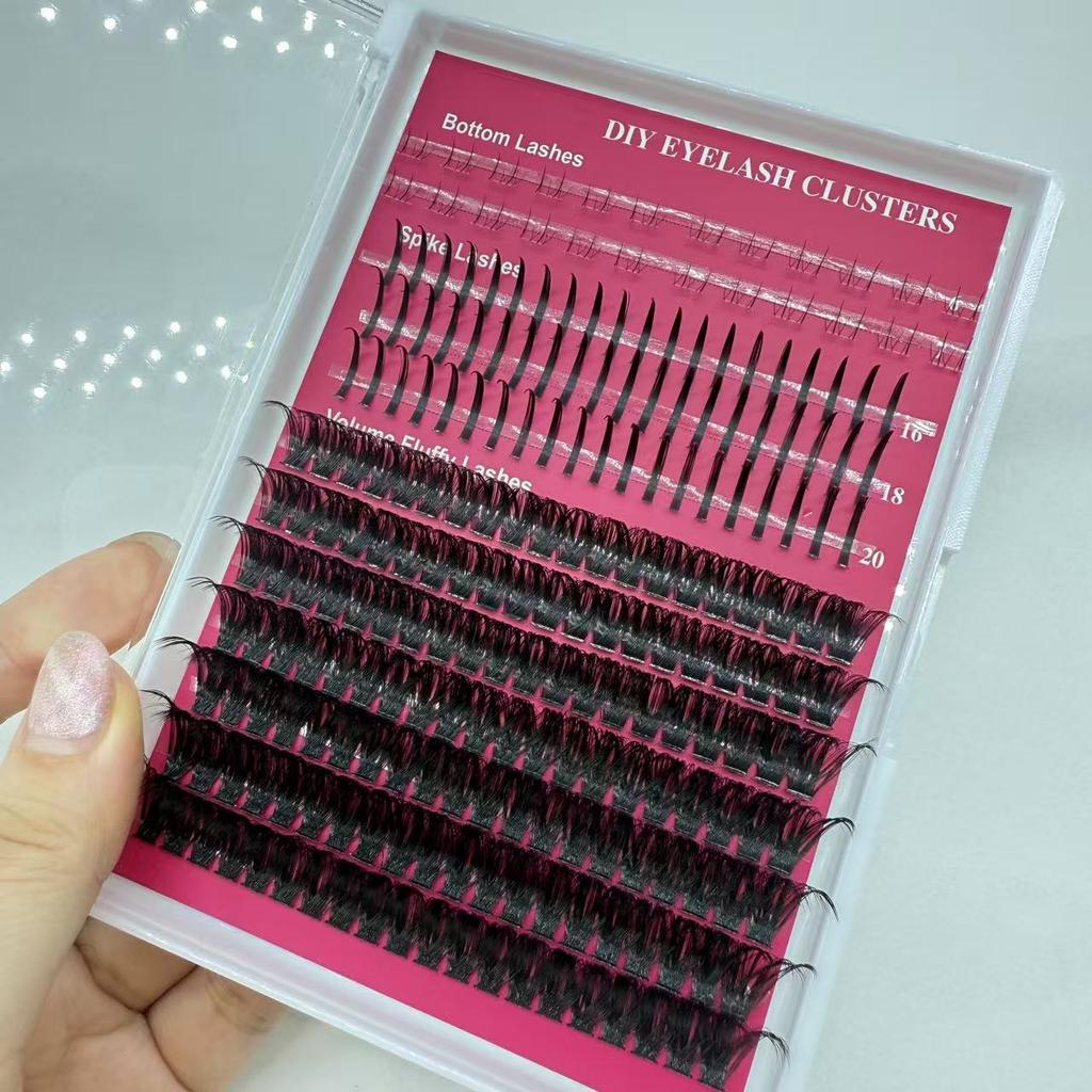 Korean PBT Fibers Fan Eyelashes DIY Fluffy Cluster Spike Bottom Lash 3D Faux Mink Cluster Lash DIY Cluster Eyelashes