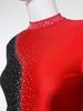S-3XL Women‘s Dance Bodysuit Sparkly Rhinestones Long Sleeve Pants Back Zipper Color Block Full Coverage Unitard for Skating Ballet