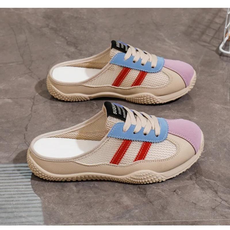 Women Shoes Summer New Breathable Mesh Half Drag Shoes Outdoor Comfort Non Slip Women Platform Sandals Casual Beach Shoes