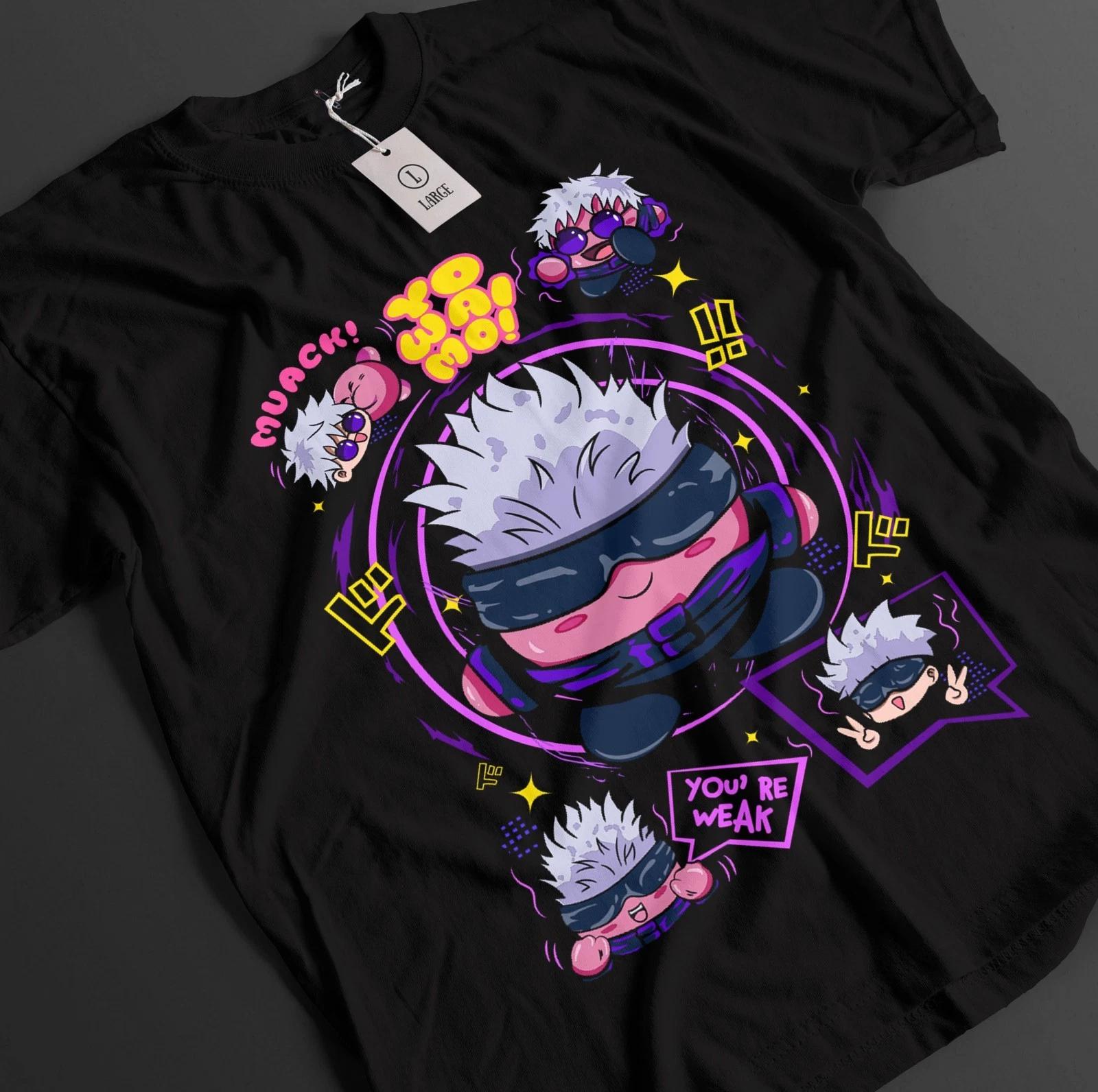 2026 Summer Jujutsu Kaisen Anime Gojo Satoru Chibi Cute Printed Loose Shortsleeved Pure Cotton Childrens Tshirt Tide Unisex S