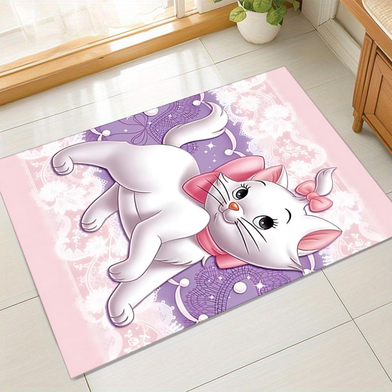 Whimsical Cat Pink Bow Carpet For Playroom Bedroom Living Room Sofa Home Decorkids Game Area Rug Nonslip Floor Mat