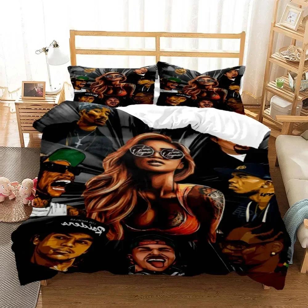 Hip Hop Rapper Bedding Set Printed With Pillowcase Duvet Cover Soft Queen King Size Bedclothes Home Personal Style