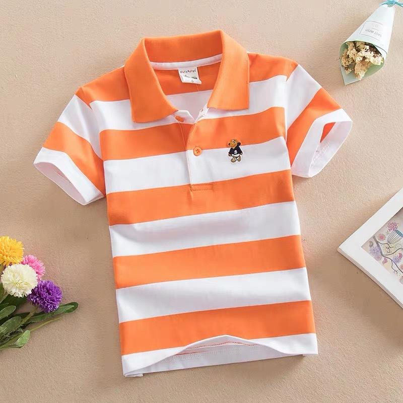 Children's Short Sleeved Summer Children's Wear Middle and Large Children's T-shirt Cotton Stripe Polo Shirt