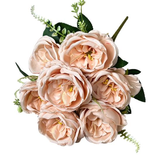Artificial Rose Bouquet 7 Head Realistic Fake Flower Home Office Wedding Party Table Centerpiece