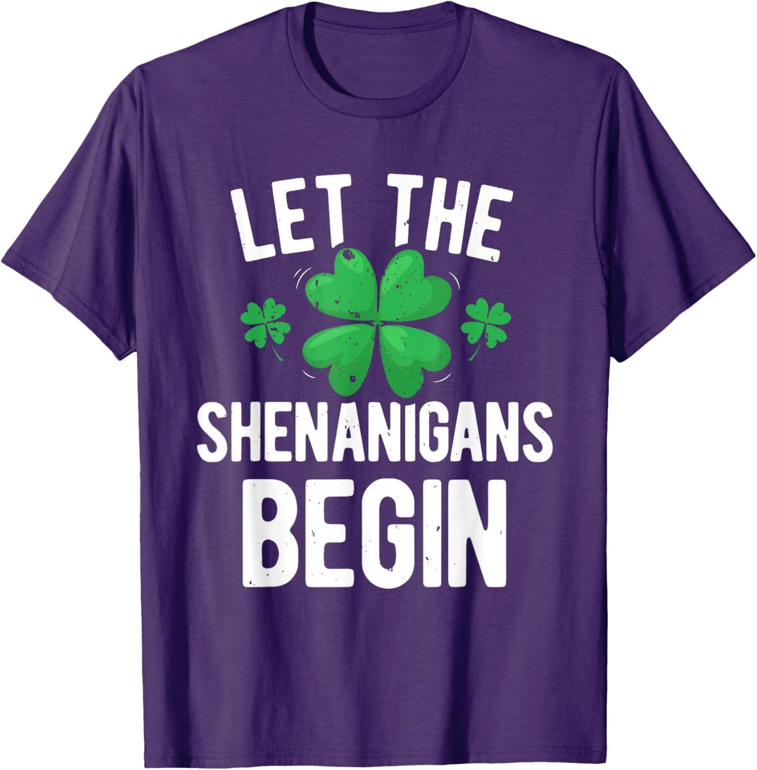 St Patrick Day Let The Shenanigans Begin Design Unisex T-shirt S