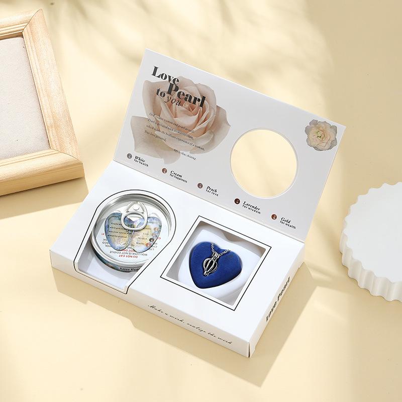 Set Scatola Regalo Gioielli Collana di Perle Fai da te Perle d'Acqua Dolce Acquacoltura Auguri d'Amore Intarsio di Perle Rotonde Gioiello Coordinato Regalo per Donna