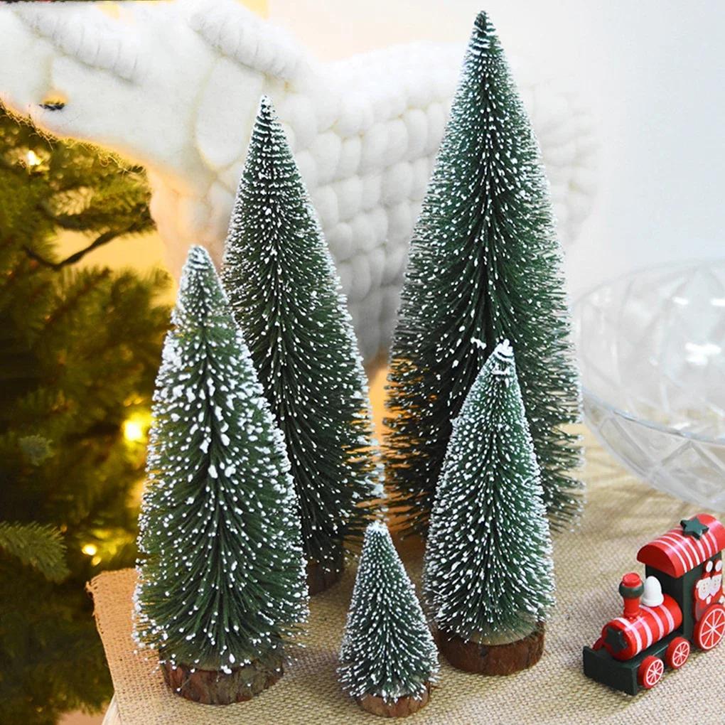 Mini Pine Christmas Tree Artificial Tabletop Decorations Festival Plastic Miniature Trees 2026 New Year Decorations for Xmas