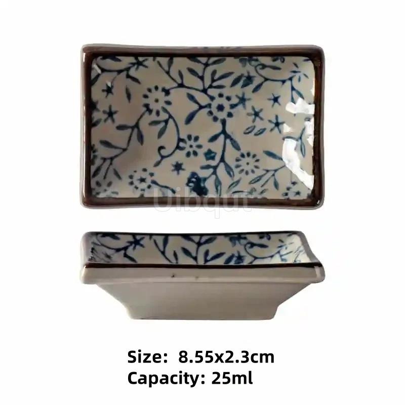 ceramic small square sauce dish Japanese style sushi dish flavoring sushi mustard plate soy sauce cherry blossom Pepper tray