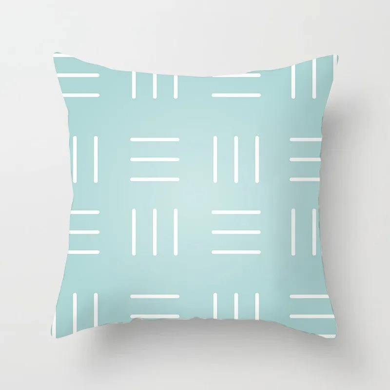Mint Green Series Cushion Cover Home Living Room Sofa Decoration Geometric Print Pattern Square Pillowcase Bedroom Room