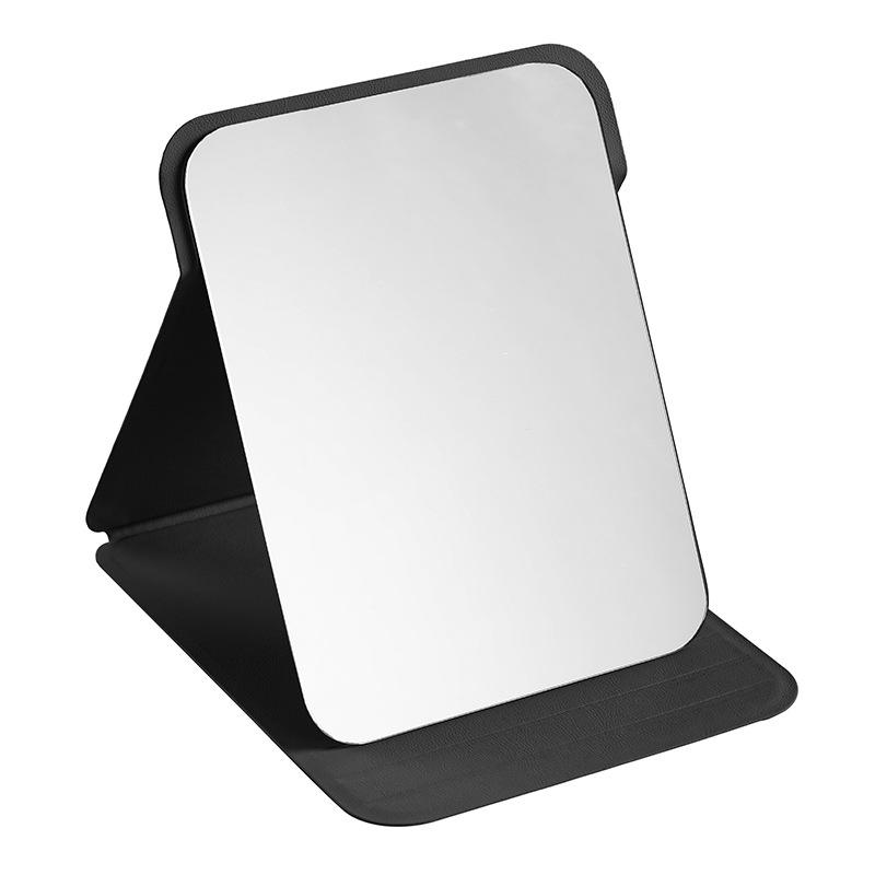 Portable PU Leather Folding Makeup Mirror - Square, Vintage Design in Large, Medium, Small for On-the-Go Beauty and Touch-Ups.