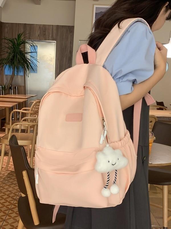 Minimalist Asian Style School Backpack With Nylon For Girls And Teens